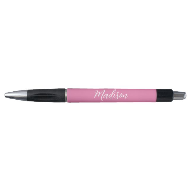 Trendy Pink Girls Name Handwritten Script Custom Pen (Front)