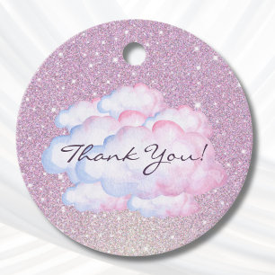 Trendy Pink Glitter Cloud Bridal Shower  Favour Tags