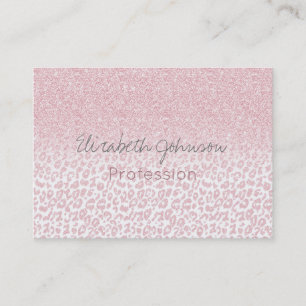 Trendy Pink Glitter & Leopard Print Ombre Design Business Card