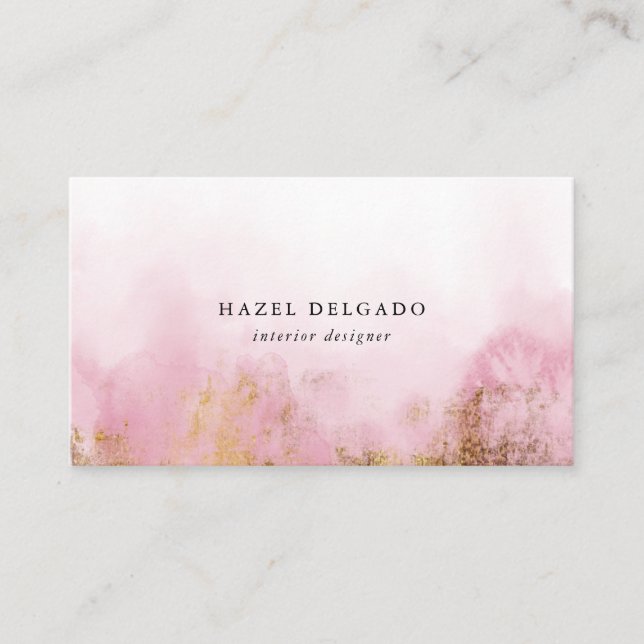 Trendy Pink Gold Designer Business Card (Front)