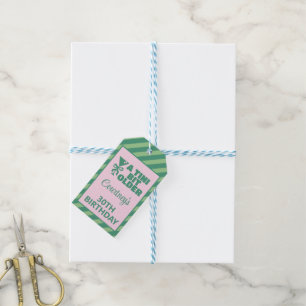 Trendy Pink & Green A Tini Bit Older 30th Birthday Gift Tags