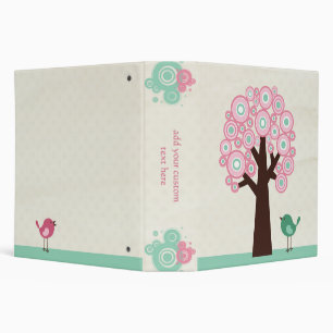 Trendy pink green circles tree bird avery binder