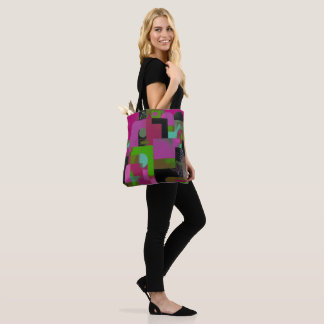 Trendy Pink Green Floral Tote Bag / Bold Aesthetic