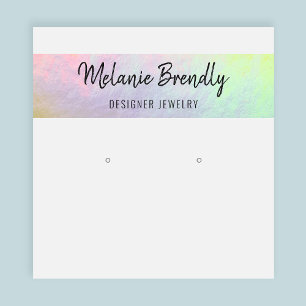 Trendy Pink Holographic Earring Display  Square Business Card