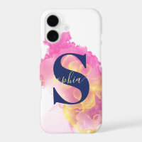 Trendy Pink Ink Cloud, Personalized White, Navy