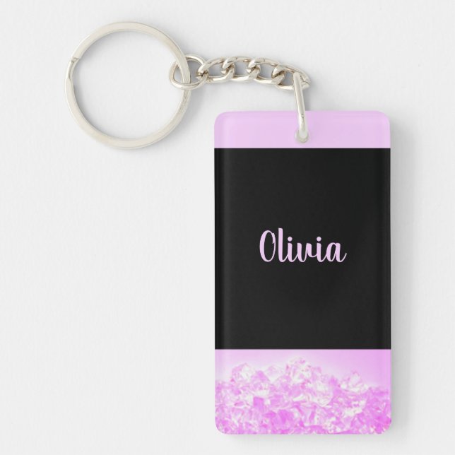 Trendy Pink Lavender Diamonds Keychain (Front)
