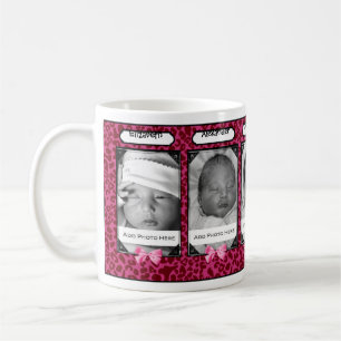 Trendy Pink Leopard Baby Photo And Name Coffee Mug