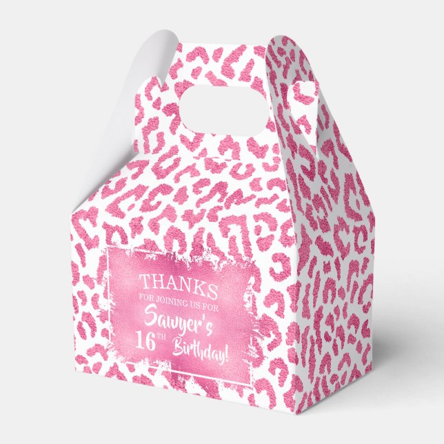 Trendy Pink Leopard  Favor Box (Front Side)