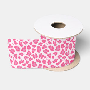 Trendy Pink Leopard Print Satin Ribbon