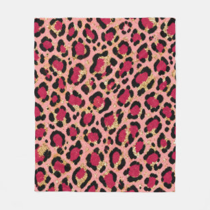Trendy Pink Leopard Spot Cheetah Animal Pattern Fleece Blanket