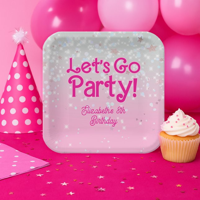 Trendy Pink Let's Go Party Birthday Party  Paper Plate (Trendy Pink Let's Go Party Birthday Party Paper Plates
#letsgoparty
#glampinkbirthdayparty
)
