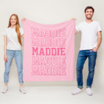 Trendy Pink Modern Monogrammed Fleece Blanket<br><div class="desc">Bring on the chill vibes 🧘‍♀️ and transform their room into a pretty paradise with our pink personalized name blanket! ⚡🫶 Perfect for teens who adore all things aesthetic and want that trendy room decor! 💖</div>