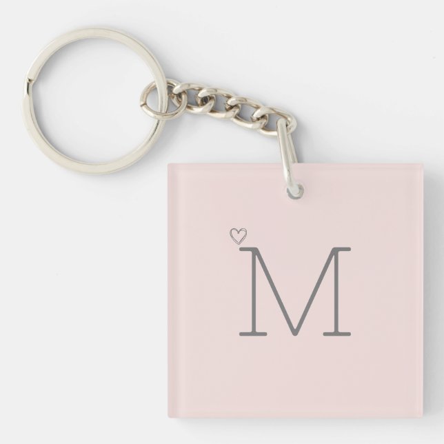 Trendy Pink Monogram  Keychain (Front)