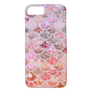 Trendy Pink Ombre Glitter Mermaid Fish Scales Case-Mate iPhone Case