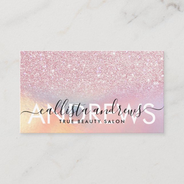 Trendy Pink Ombre Makeup Hair Salon Business Card (Front)