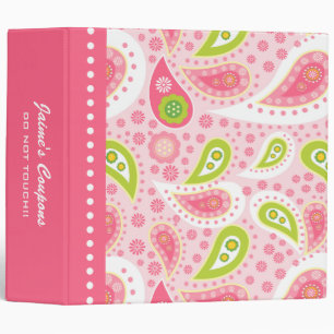 Trendy pink paisley personalized coupon binder