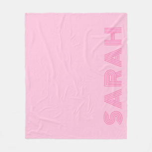 Trendy Pink Personalized Name  Fleece Blanket