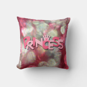 Trendy Pink Princess Bokeh Throw Pillow