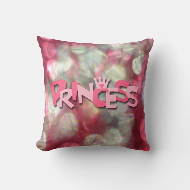 Trendy Pink Princess Bokeh Throw Pillow (Front)