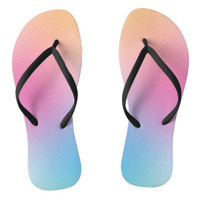 Trendy Pink Red Orange Yellow Blue Purple Green Flip Flops (Footbed)
