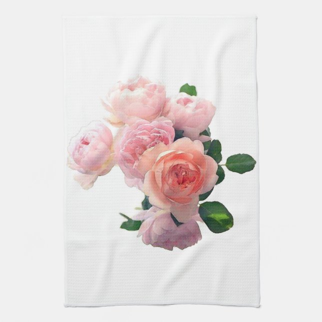 Trendy Pink Red Roses Modern Floral Template Kitchen Towel (Vertical)