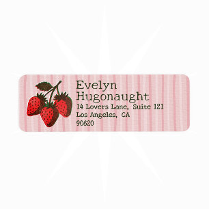 Trendy Pink Red Strawberries & Stripes Long Name