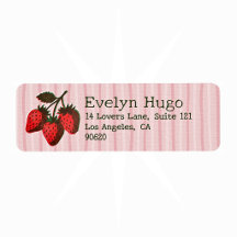 Trendy Pink Red Strawberries & Stripes Short Name