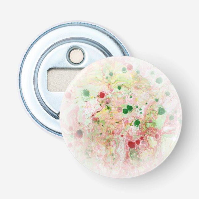Trendy Pink Red Yellow Green Modern Abstract Bottle Opener (Front)