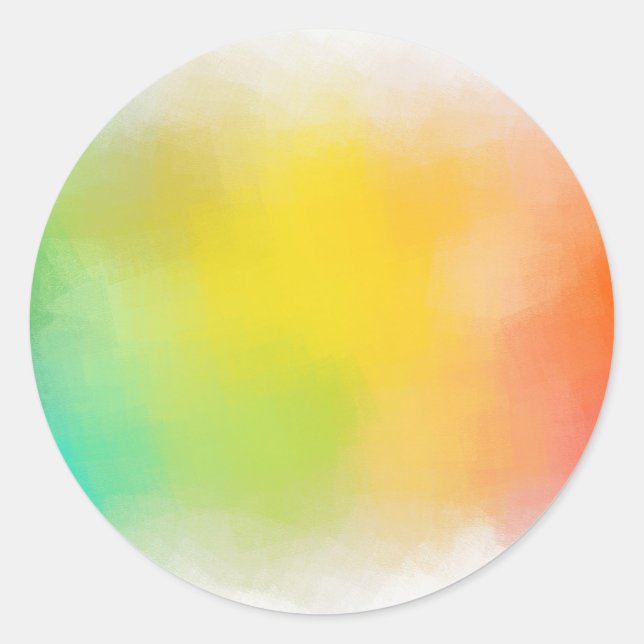 Trendy Pink Red Yellow Orange Blue Green Custom Classic Round Sticker (Front)