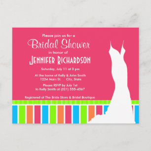 Trendy Pink ; Retro Neon Rainbow Invitation Postcard