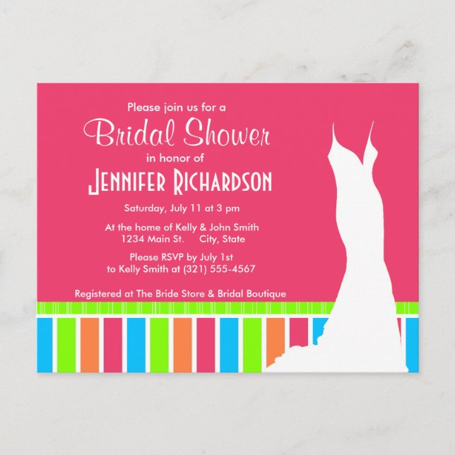 Trendy Pink ; Retro Neon Rainbow Invitation Postcard (Front)