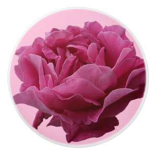 Trendy pink rose ceramic cute boho floral white  c knob