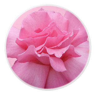Trendy pink rose ceramic cute boho floral white  knob
