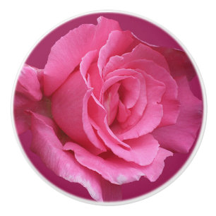 Trendy pink rose floral modern boho beautiful ceramic knob