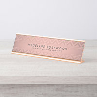 Trendy Pink Rose Gold Chevron Modern Monogrammed