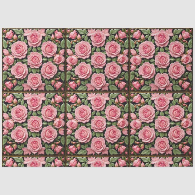 Trendy Pink Roses Beautiful Collection Tissue Paper (Front)