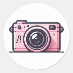 Trendy Pink Snapshot Shoot Camera Photography  Classic Round Sticker
