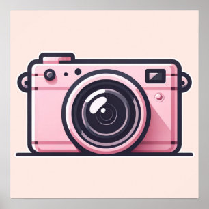Trendy Pink Snapshot Shoot Camera Photography  Poster