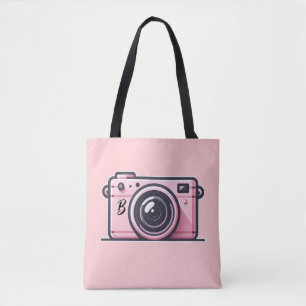 Trendy Pink Snapshot Shoot Camera Photography Tote Bag