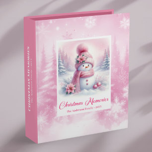 Trendy Pink Snowman Kids Gift Winter Forest Memory Binder