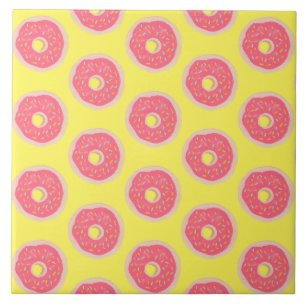 Trendy Pink Sprinkles Donuts Fun Pattern Tile