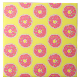 Trendy Pink Sprinkles Doughnuts Fun Pattern Tile