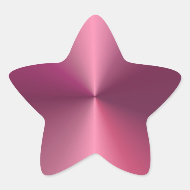 Trendy Pink Template Modern Metallic Look Blank Star Sticker (Front)