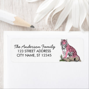Trendy Pink Tiger Return Address 