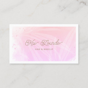 Trendy Pink Watercolor Plants Leaves Business Card
