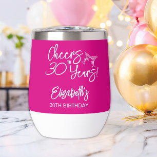 Trendy Pink Whimsical Hand Drawn 30th Birthday