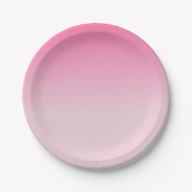 Trendy Pink White Blank Elegant Custom Template Paper Plate (Front)