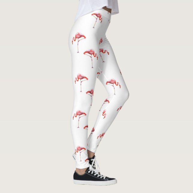 Trendy Pink & White Flamingo Leggings (Right)