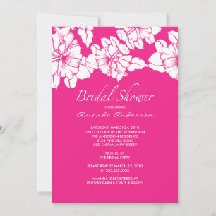 Trendy PINK & White Floral Bridal Shower Invite