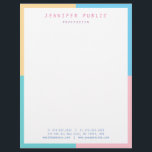 Trendy Pink Yellow Blue Green Elegant Modern Letterhead<br><div class="desc">Trendy Pink Yellow Blue Green Elegant Modern Colourful Template Stationery Paper.</div>